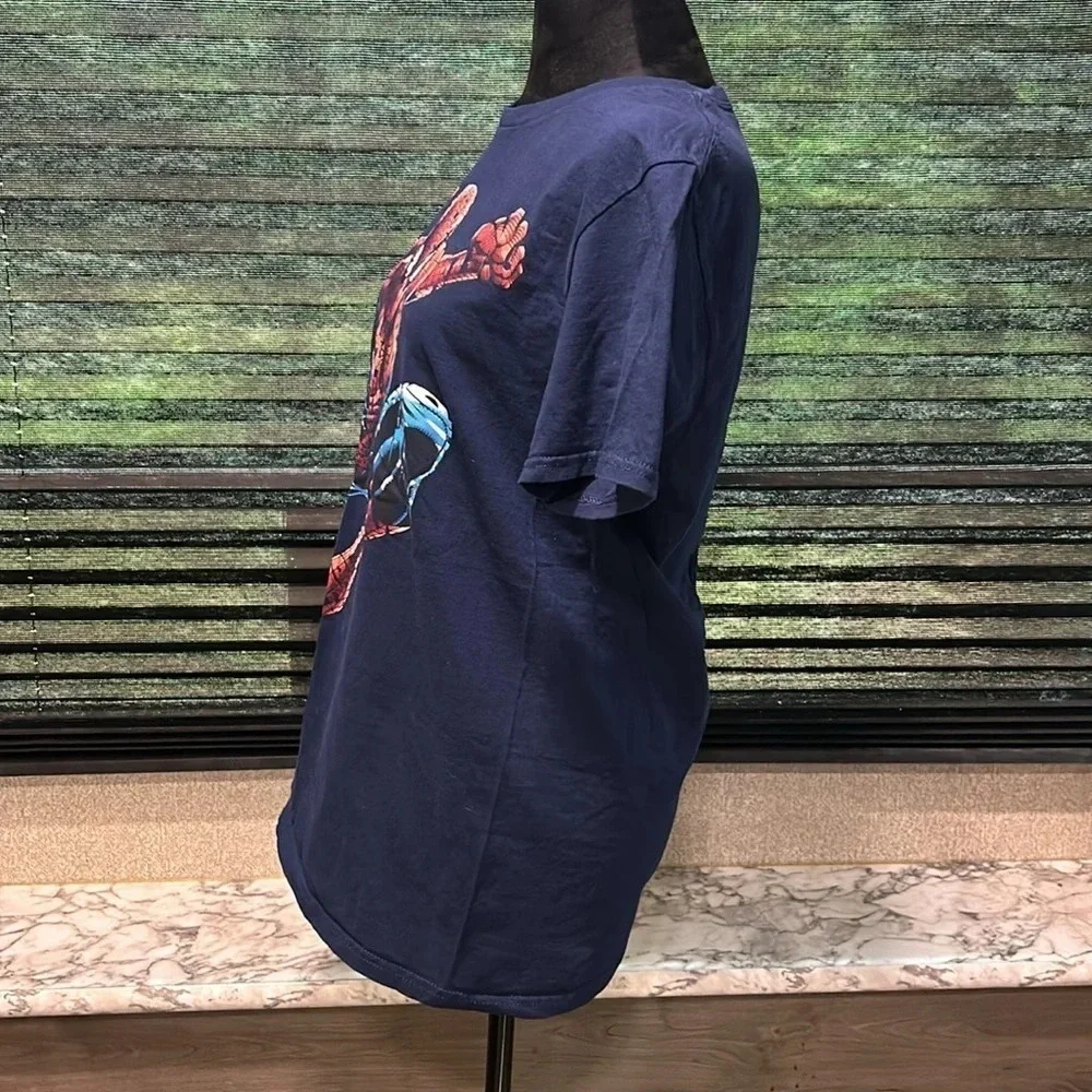 Marvel Boys Spiderman Navy Short‎ Sleeve Crewneck Graphic Print T-Shirt Medium